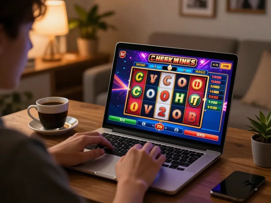 Experience TA88's engaging online casino gaming with vibrant slot visuals in a cozy home setting.