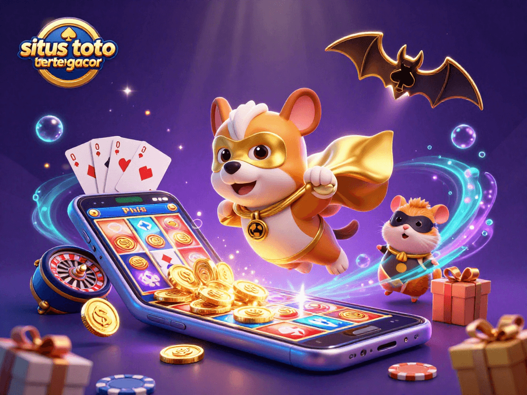 Experience excitement at situs toto slot tergacor with a 3D superhero dog and slot games in action.