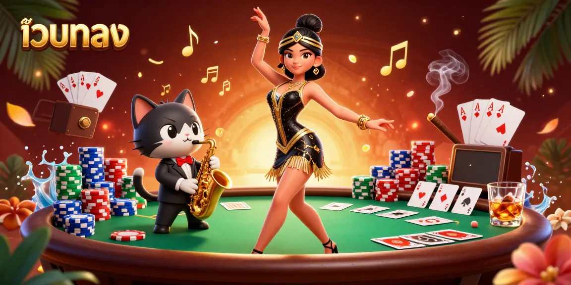 Experience the vibrant world of เว็บตรง with energetic gaming elements and character engagement in a 3D casino illustration.