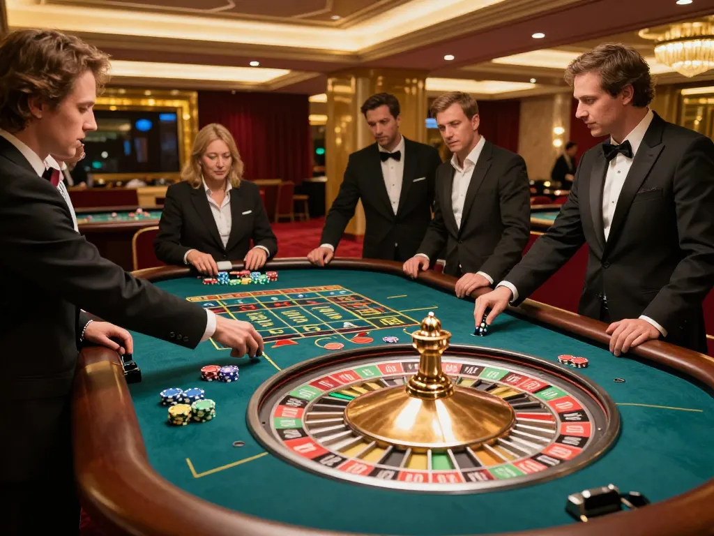 Experience thrilling roulette gameplay at KP88, vibrant atmosphere with players engaged.