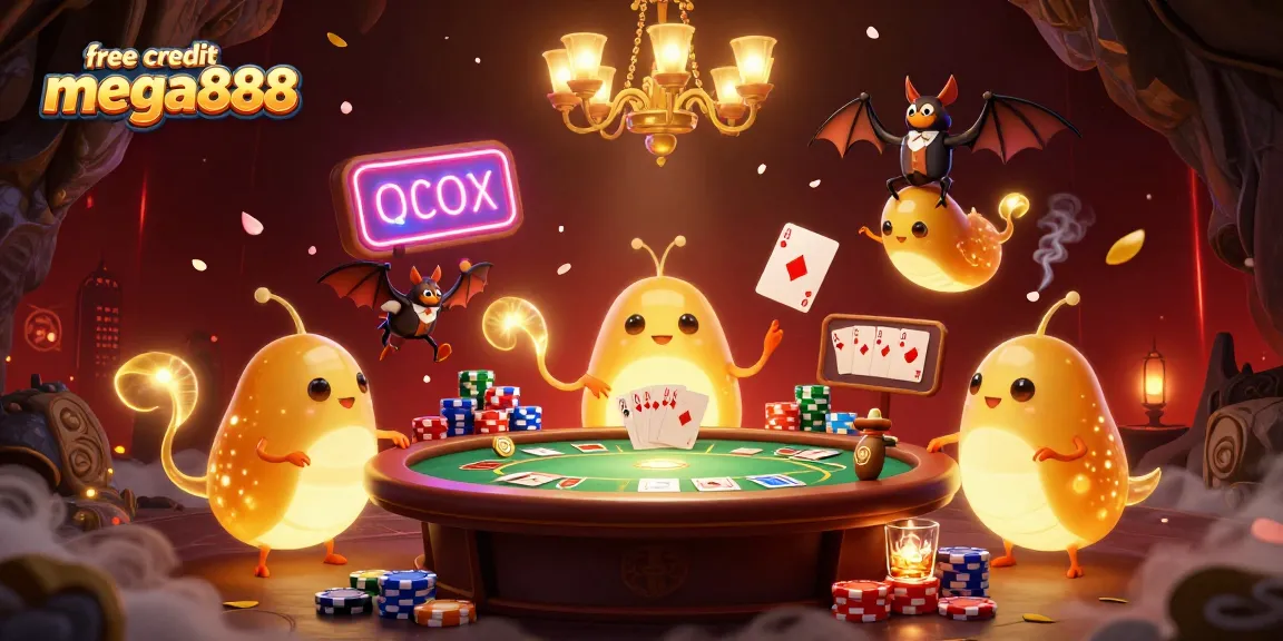Experience the excitement of free credit mega888 with vibrant glowworms lighting up a lively casino scene.