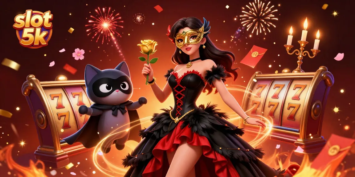 Join the action with slot 5k where wins await in an energetic casino scene filled with vivid characters.