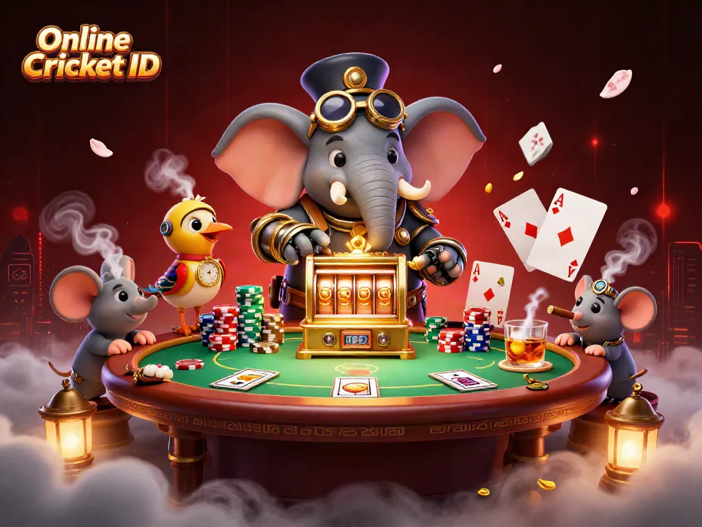 Experience thrilling gameplay with Online Cricket ID, showcased in a vibrant steampunk casino scene.