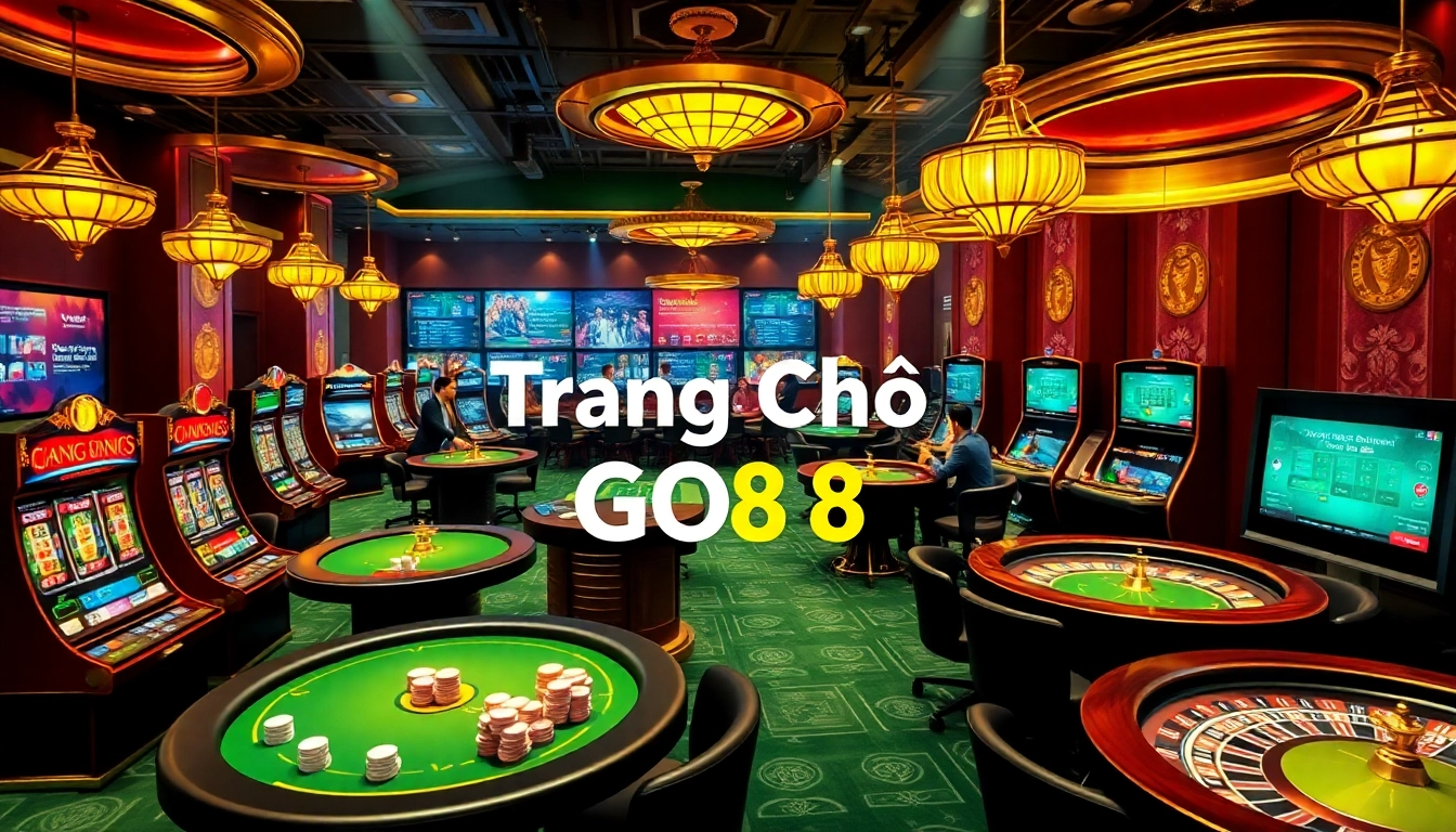 Experience the excitement of Trang Chủ GO88 with vibrant casino tables and slot machines.