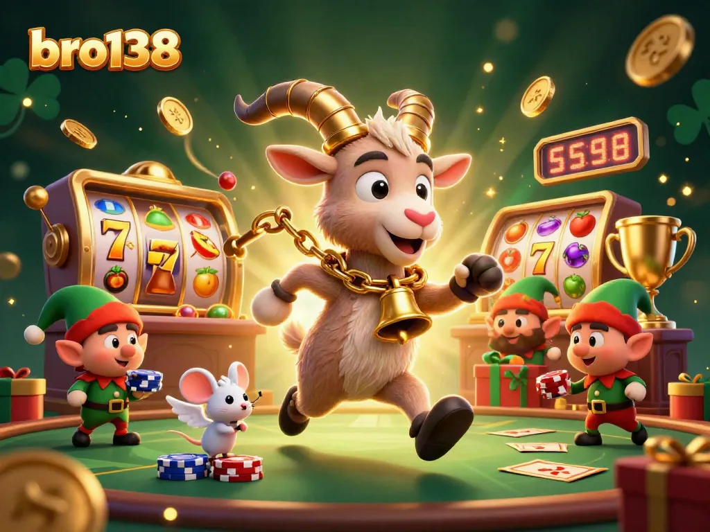 Experience interactive games at bro138 with festive Krampus, angel mouse, and exciting casino action.