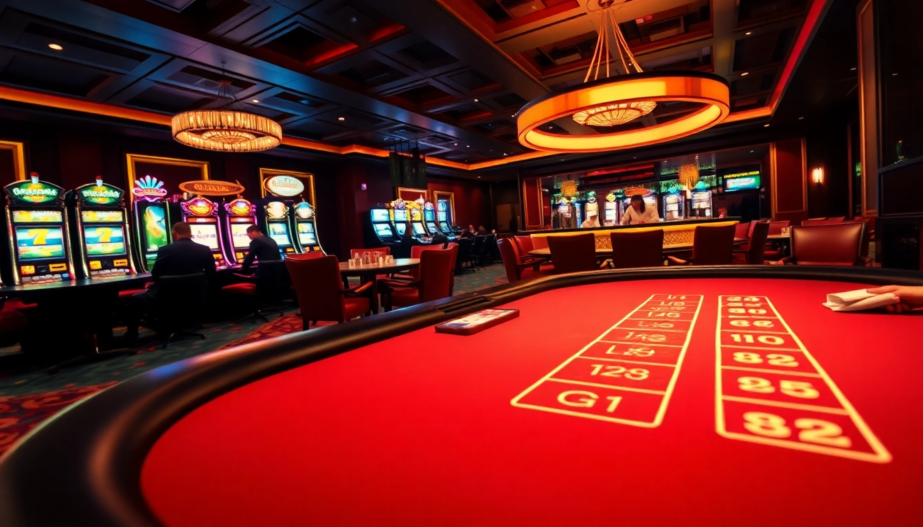 Erleben Sie Spannung mit casino-spiele de an einem eleganten Blackjack-Tisch in einem luxuriösen Casino.