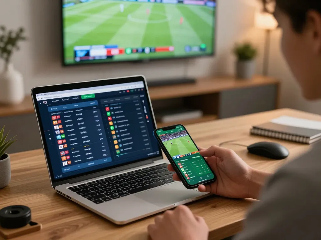 Betting on live sports using rikvip app on a smartphone at home