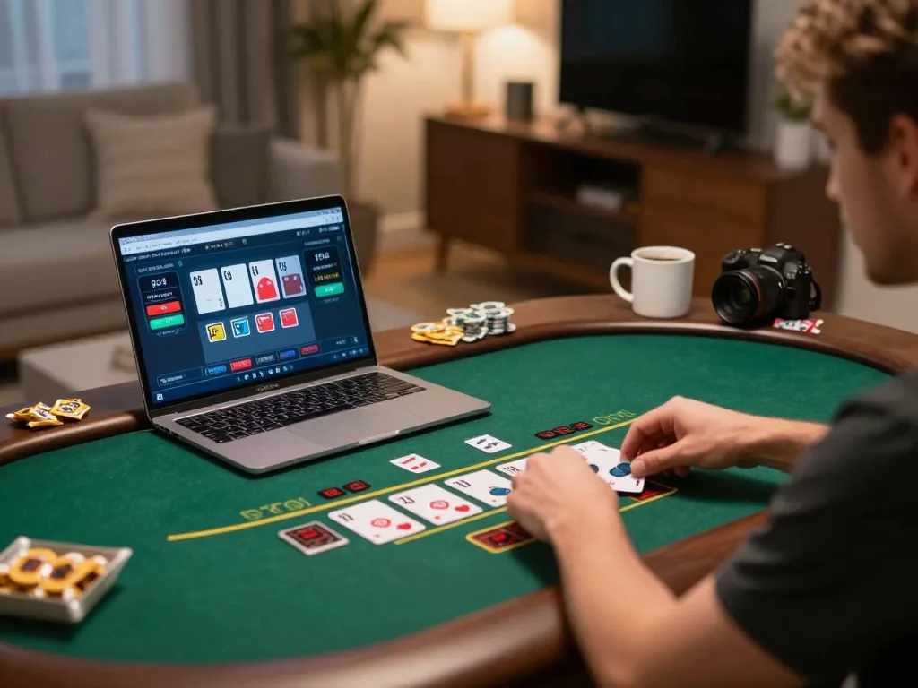 yinkafolawiyogroup player enjoying live dealer blackjack in a modern home setting