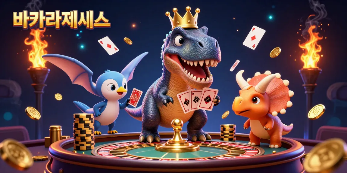 카지노 배팅을 즐기는 바카라사이트의 T-Rex가 카드를 섞고 있습니다.