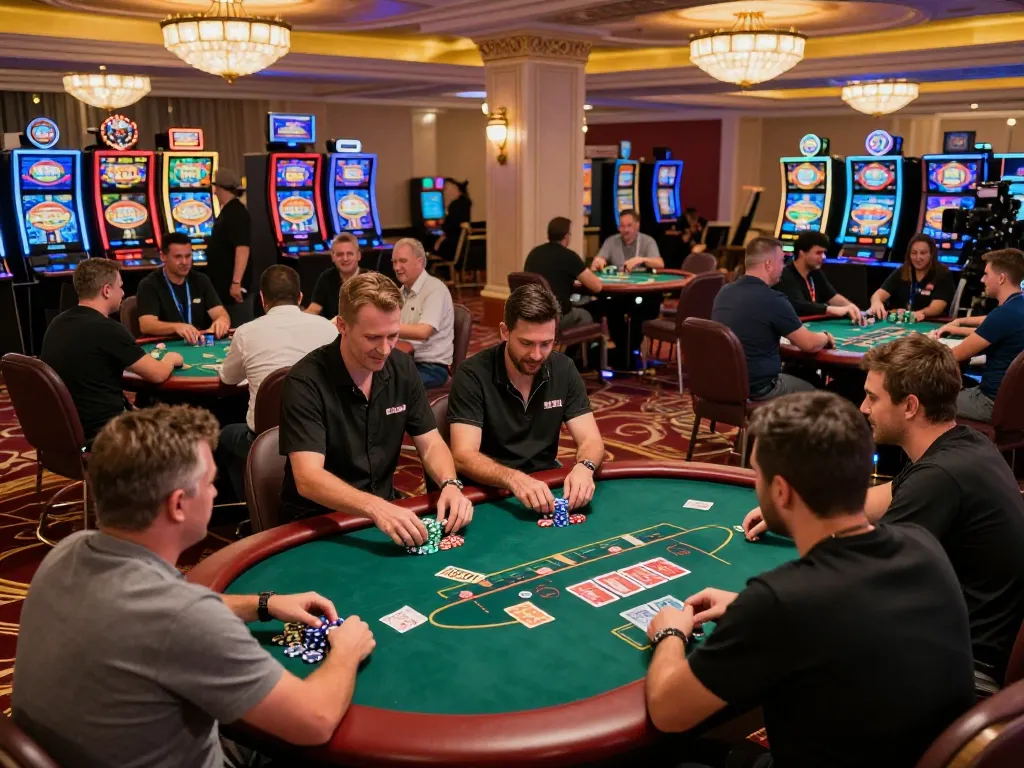 SC88 poker players strategizing in a vibrant casino atmosphere with dynamic gameplay.