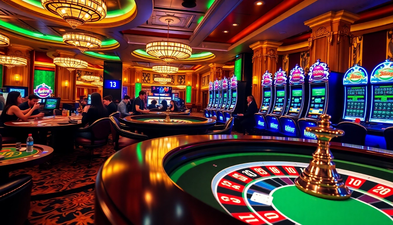 13Win players enjoying an exciting game at a luxurious casino table with vibrant action.