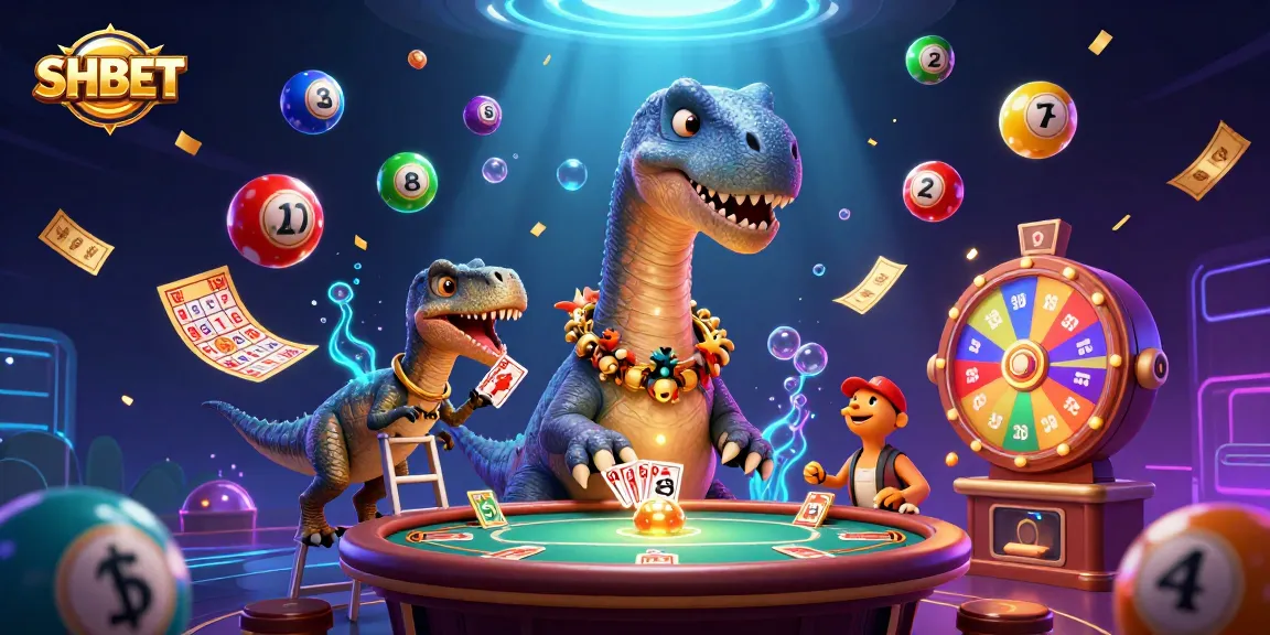 Experience exciting gameplay with SHBET in a dynamic casino scene filled with vibrant lottery elements!