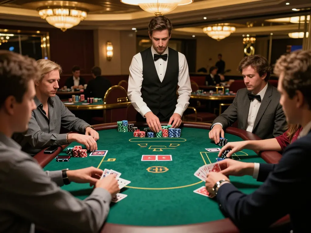 Players at a poker table experiencing the best of Trang chủ Luck8, engaging in dynamic betting and strategy.