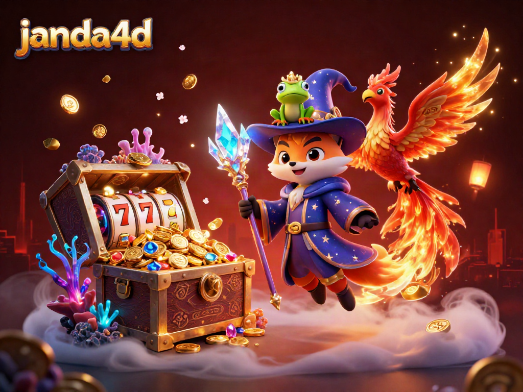 Janda4d menunjukkan keseruan permainan slot dengan karakter magis dan elemen kasino yang memukau.