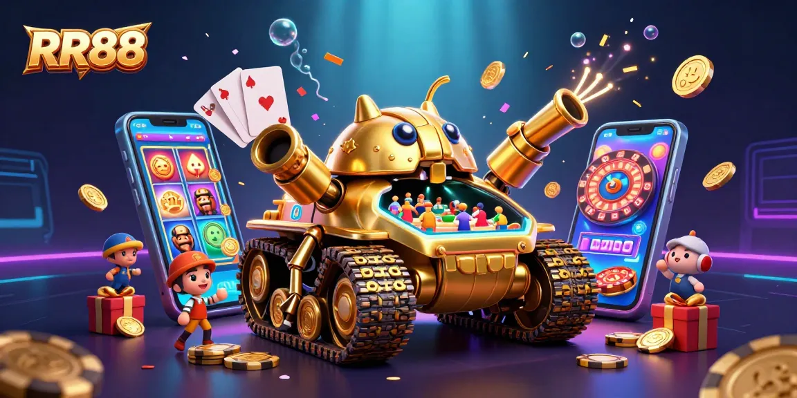RR88 offers an immersive gaming experience inside a golden beetle tank casino.