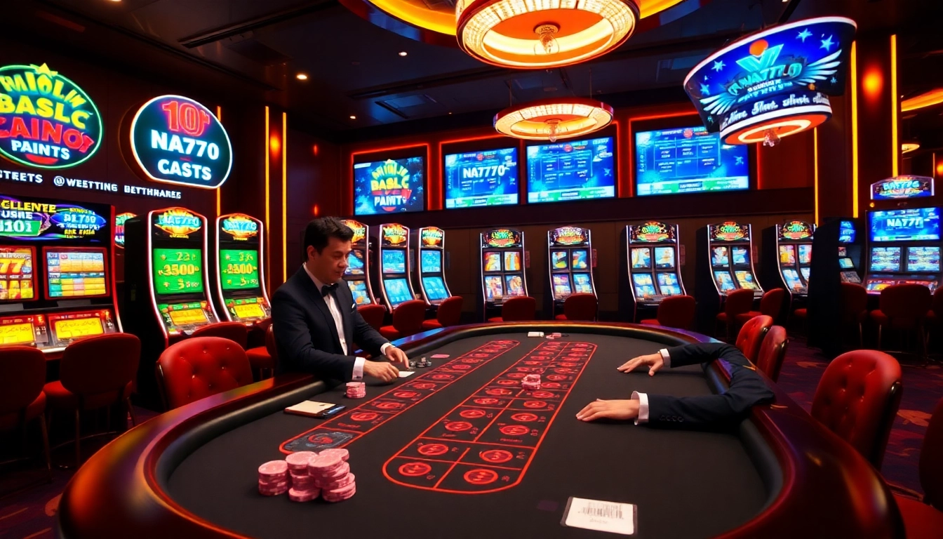 NA777 offers an exciting online casino atmosphere with live dealers and vibrant gaming action.