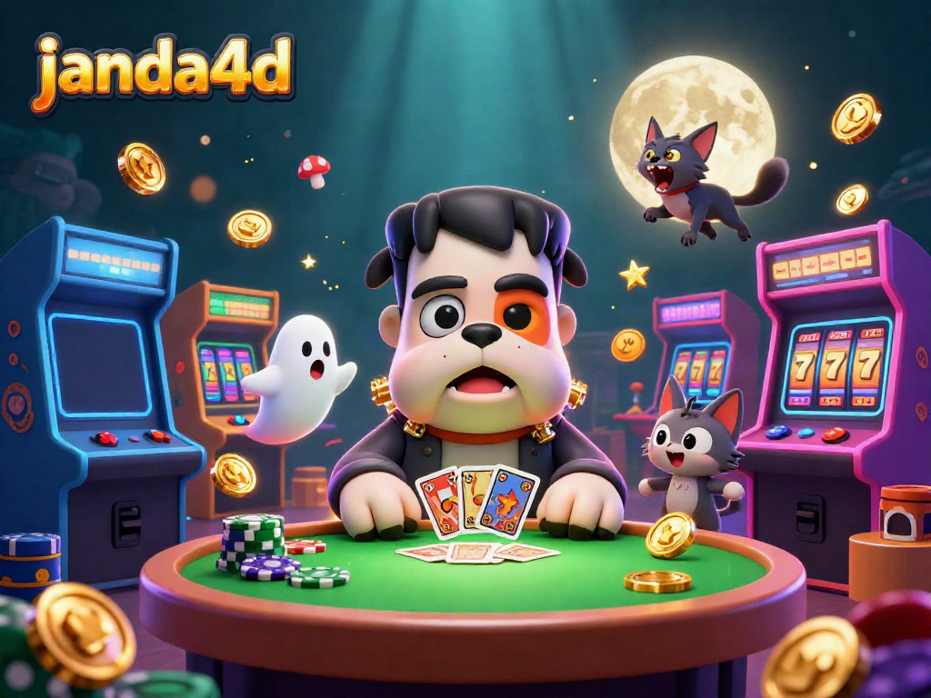 Menang di meja slot online janda4d dengan karakter unik dan elemen kasino menarik.