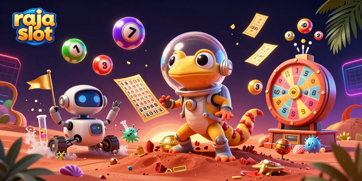 Engage with raja slot in this vibrant Martian casino scene filled with exciting game elements.