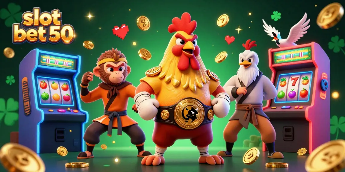 Engage with slot bet 50 through a vibrant 3D illustration of characters and dynamic gaming elements.