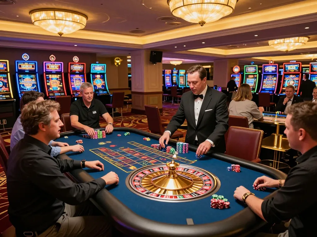 KDTOTO players engaged in exciting roulette action at a vibrant casino
