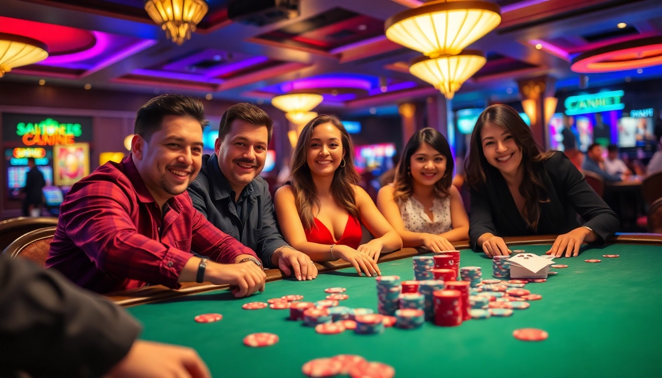 Agen SBOBET menampilkan pemain yang terlibat di meja poker yang meriah.