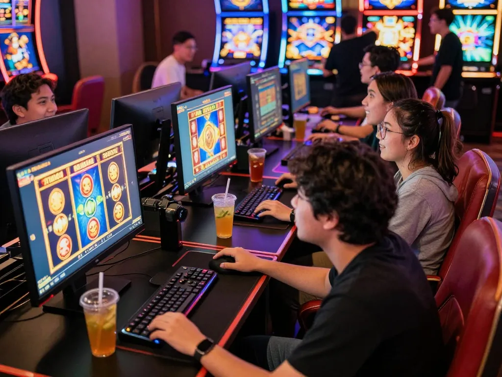 Teman-teman menikmati permainan slot gacor dalam suasana kasino online yang hidup