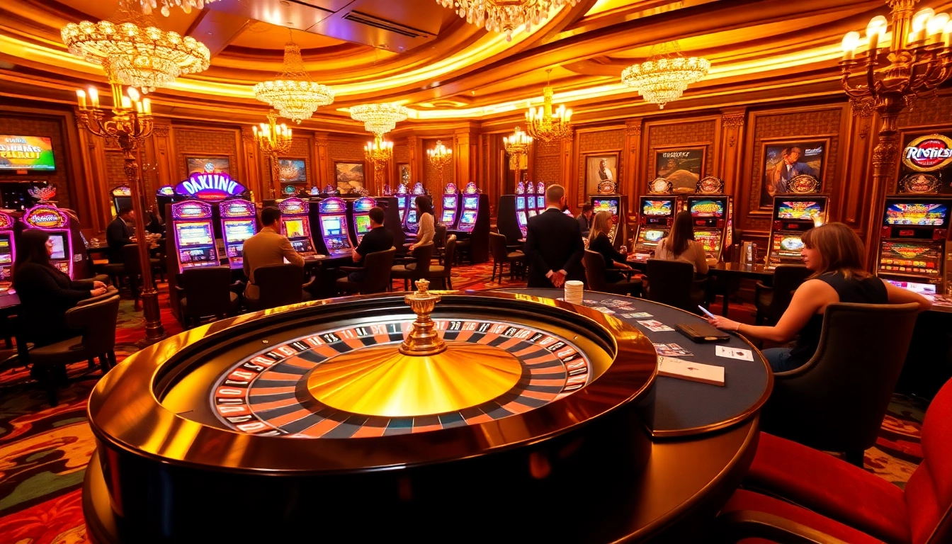 Players enjoy gaming excitement with Okking at a luxurious casino roulette table.