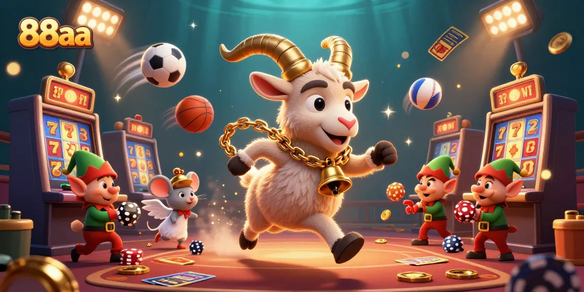 Experience the thrill of 88aa with a festive 3D casino scene featuring Krampus and lively characters.