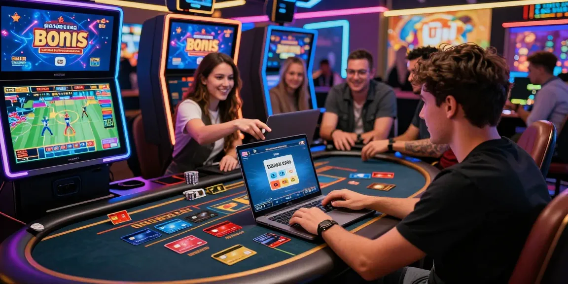 Players engaging in online casinos that accept credit cards with vibrant environment and bonuses.
