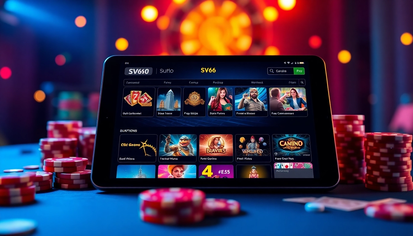 Dynamic SV66 online casino interface with engaging gaming options and vibrant colors.