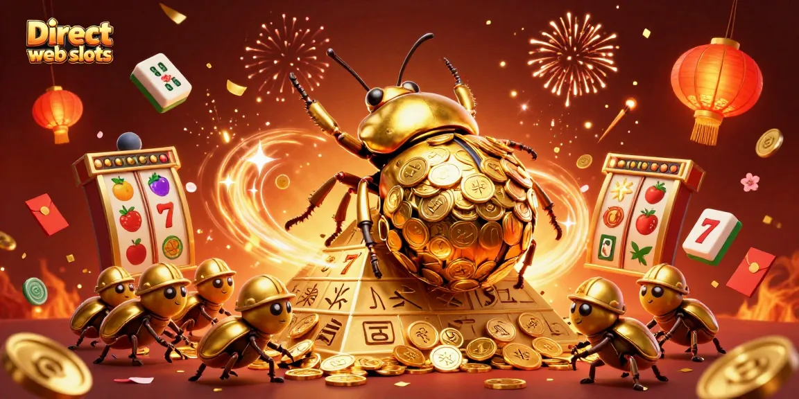 Experience thrilling gameplay with Direct web slots featuring golden beetles and jackpot symbols.