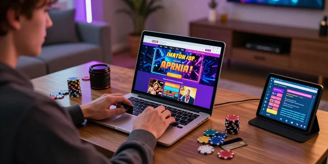 Engaging player enjoying credit card casinos online with cards and chips on a vibrant table.