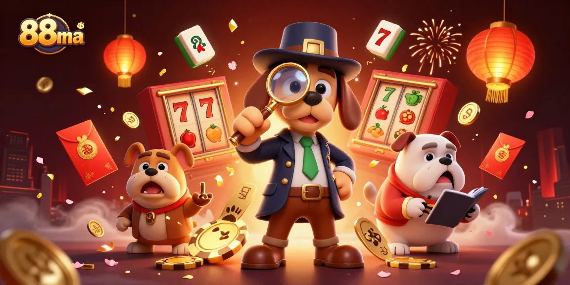 Engage with 88ma's thrilling casino adventure featuring a detective and treasures, dynamic symbols of luck.