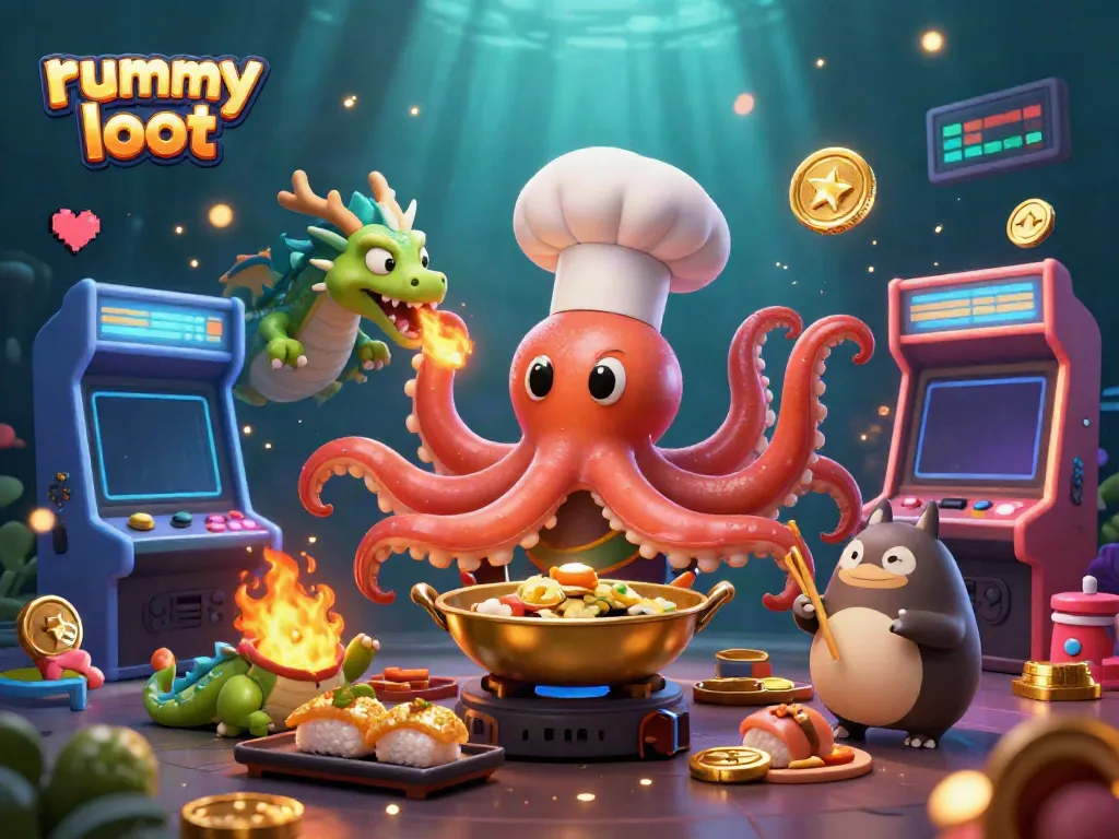 Engage in various online gameplay formats of Rummy Loot through a dynamic 3D illustration.