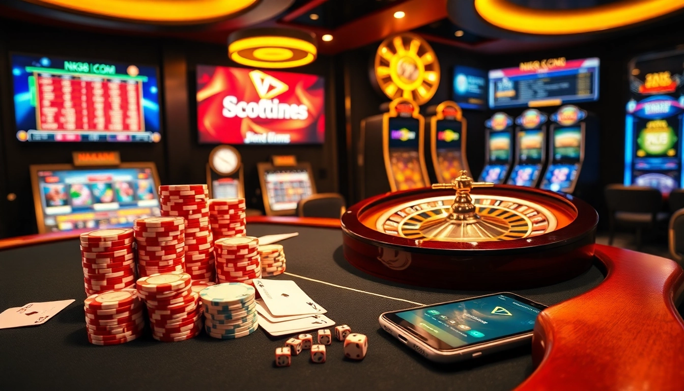 Engaging casino action at nk88 com featuring strategic poker play with vibrant chips and live betting interface