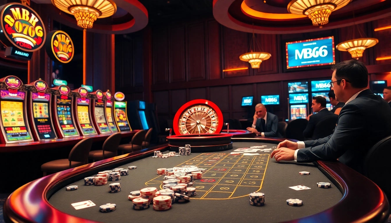 MB66 gambling scene showcasing players at a poker table engaged in strategic betting.