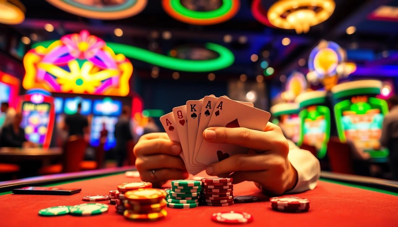 Engaging casino poker game with GemBet chips highlighting the excitement of winning.