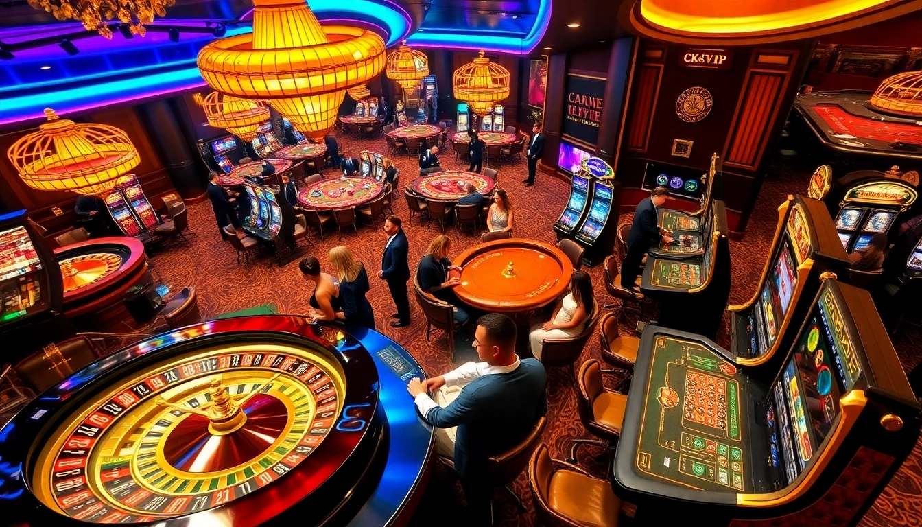 C168 OKVIP players enjoying a thrilling casino experience with vibrant games and luxurious decor.