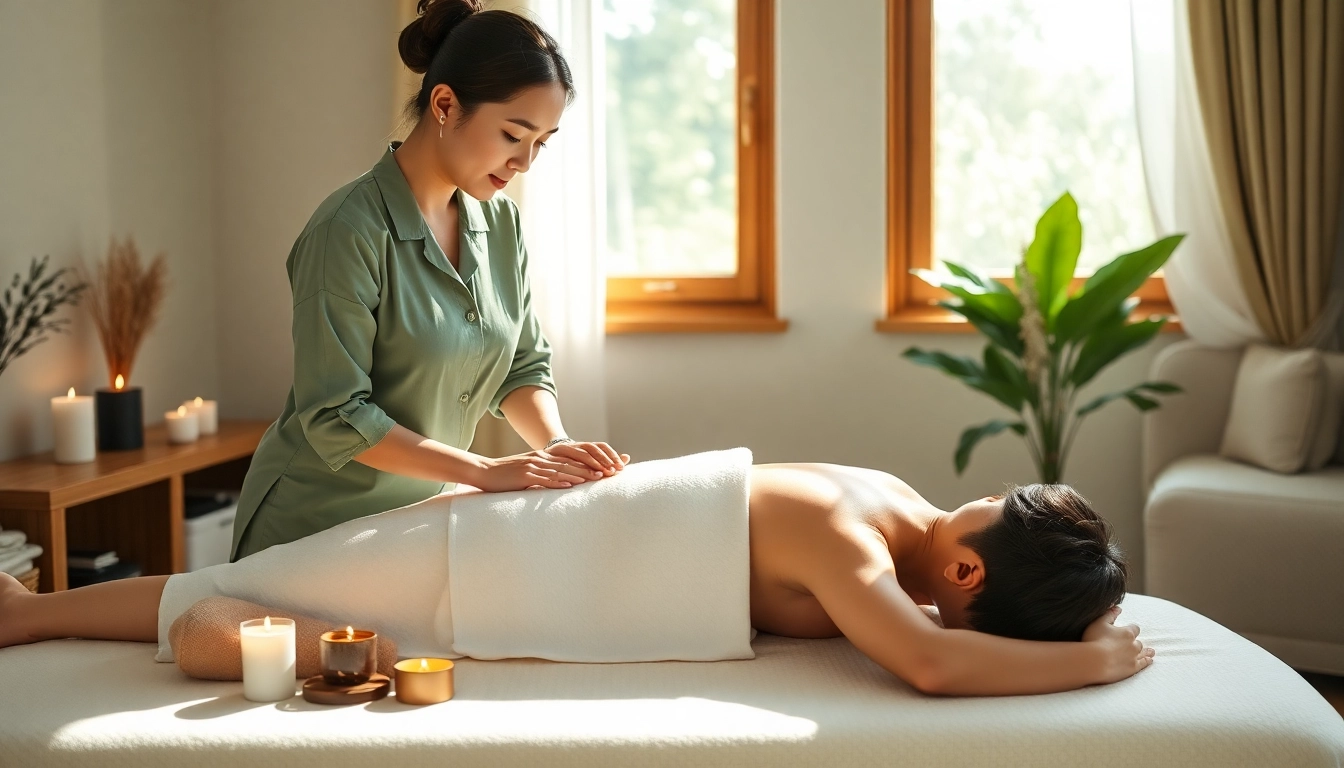 Relaxing home massage setting showcasing 수원출장마사지 with a skilled therapist performing a soothing treatment.