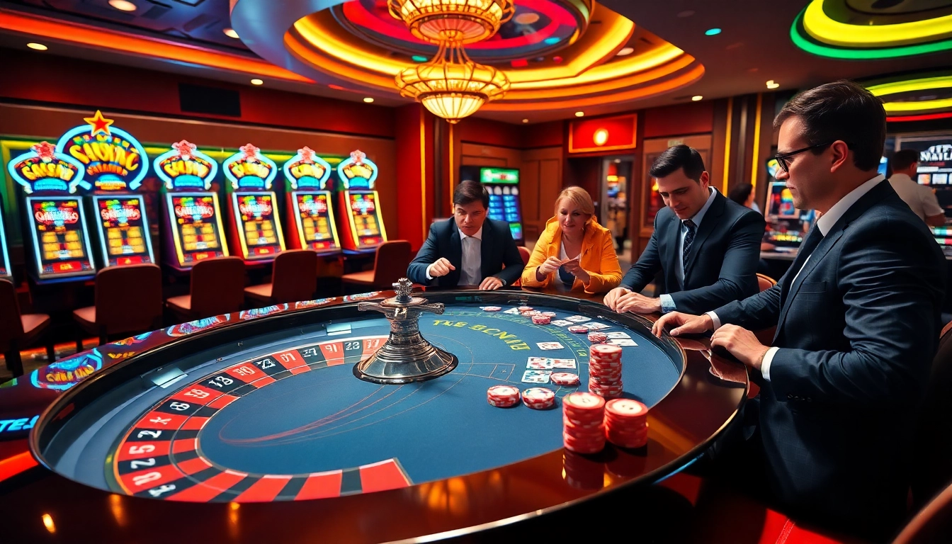 Experience the vibrant excitement of rr 88 with players at a luxurious casino table.