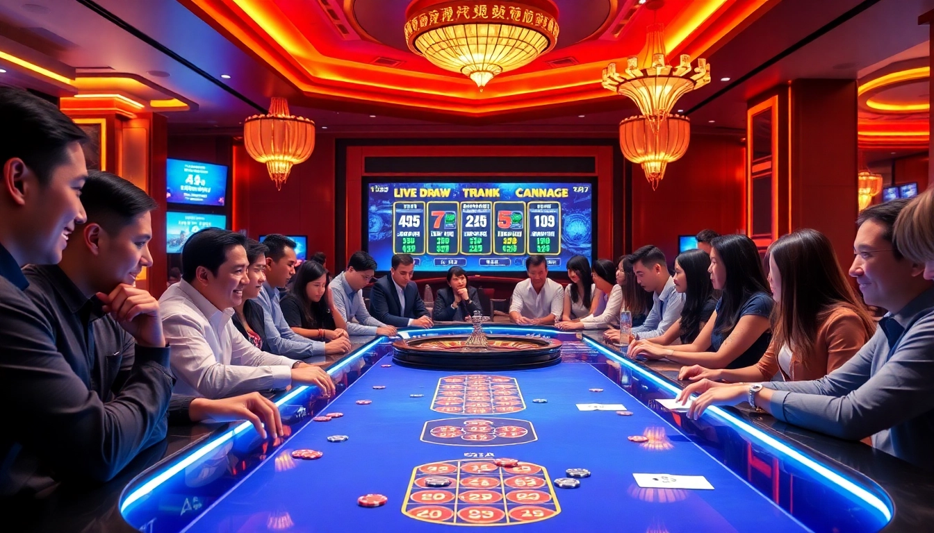 Experience the thrill of Live Draw Macau with players engaging at a dynamic casino table.