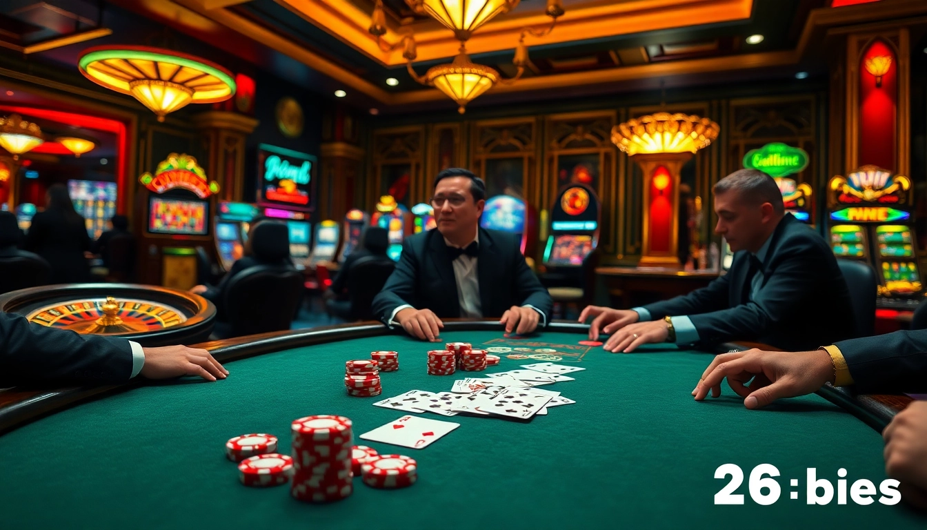 Experience the thrill of 28bets casino with a glamorous poker game featuring professional dealers and vibrant casino elements.